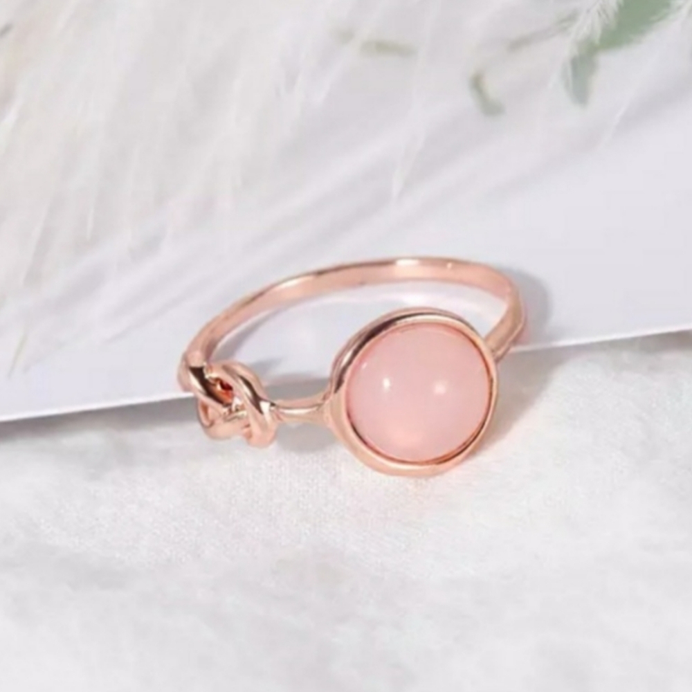 Rose Gold Moonstone Infinity Knot Ring Size 6 - Picture 4 of 4